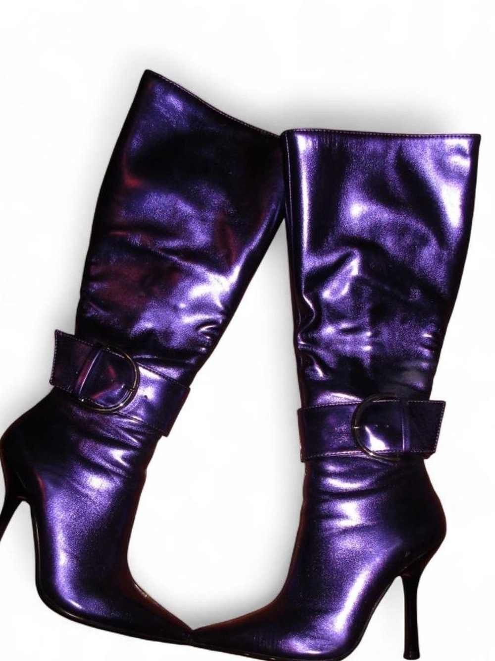 Steve Madden Priyanka Metallic Purple Knee High Stiletto Boots – Size 7